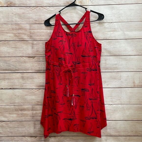 D & CO BEACH ONE PIECE SWIMSUIT IN RED SAILBOAT PRINT - Picture 1 of 6